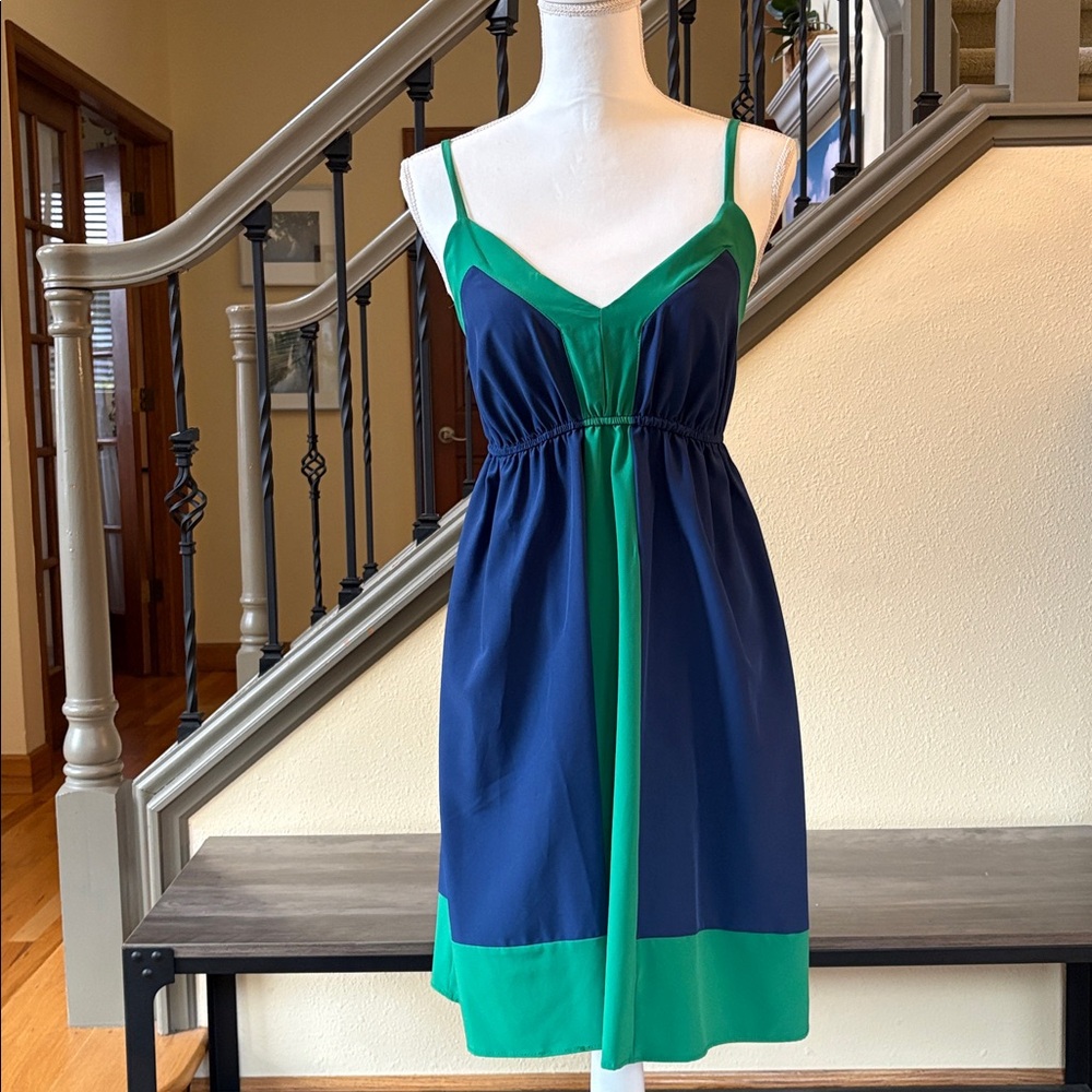 Cocolove Blue & Green Spaghetti Strapped Dress Size Small